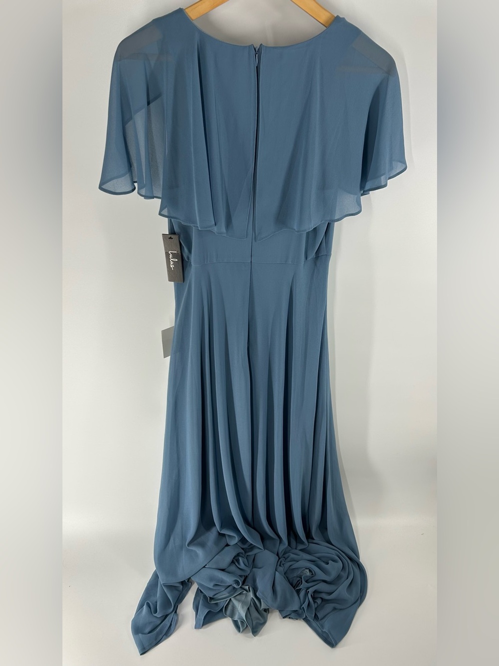Lulu's Dusty Blue Flutter-Sleeve V-Neck Maxi Dress - Picture 5 of 7